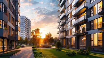  illustration of modern residential high-rise building