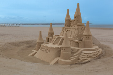 sandcastle on the beach on Mallorca island, Spain
