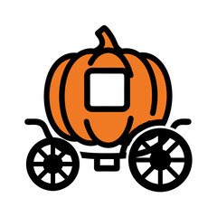 orange flat design vector pumpkin carriage illustration fairy tale story transportation graphic