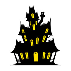 spooky cartoon haunted house vector illustration isolated on white background for halloween design