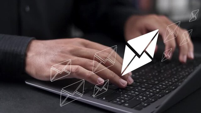 Email marketing concept, email with notification alert, Direct selling project in customer list business for email.