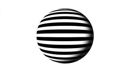Naklejka premium Striped sphere with black and white parallel lines.