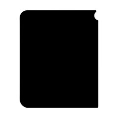 Simple solid black book icon with a slightly torn page corner