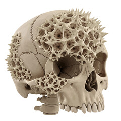 "Human Skull with Bone Cancer Tumor Illustration Vecto