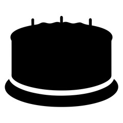Silhouette of a delicious three tiered cake with candles on top