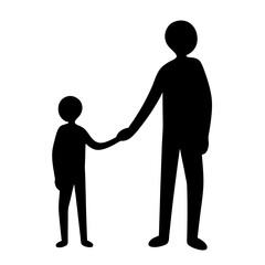 Silhouette of adult holding child's hand depicting family connection and love