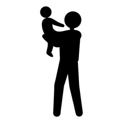 Simple black silhouette illustration of an adult figure holding a baby