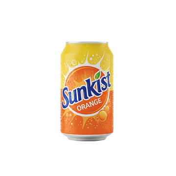 sunkist orange soda can beverage isolated png