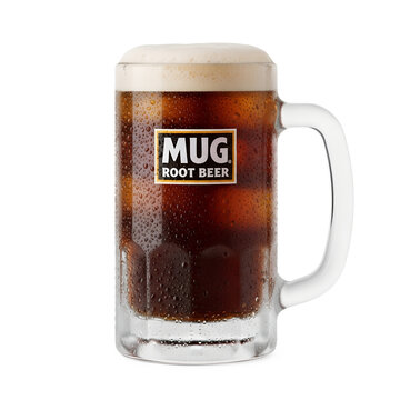 mug root beer served in glass mug with foam and refreshing bubbles