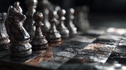 A chess board with a black and white checkered pattern