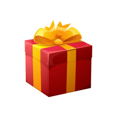 Vibrant Red Gift Box with Golden Ribbon, Perfect for Special Occasions and Joyful Celebrations