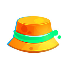 Stylized Bucket Hat Illustration with Green Band and Bright Color