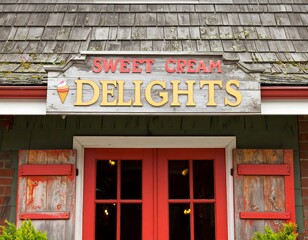 Naklejka premium Rustic ice cream shop exterior