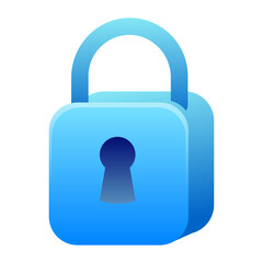 Blue padlock icon symbolizing digital security, data privacy, and online protection for secure systems.