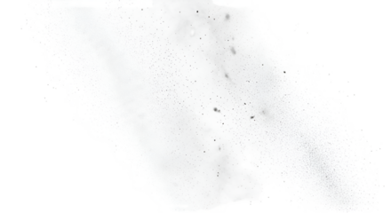 High-resolution PNG of fine flying ash particles scattered in the air, semi-transparent with soft edges, isolated on a pure white background, realistic floating effect.
