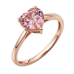 Elegant rose gold ring with a pink heart shaped gemstone