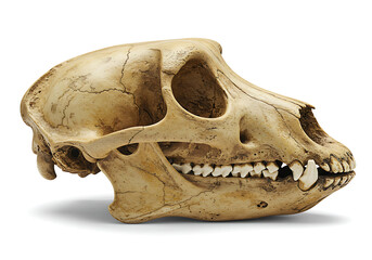 Primate skull with detailed teeth and eye sockets bone