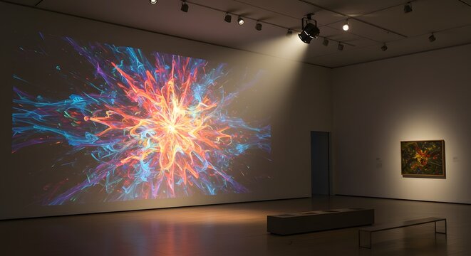 Dynamic abstract light projection in art gallery