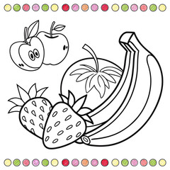 fruit Coloring page  Vector Illustration black and white