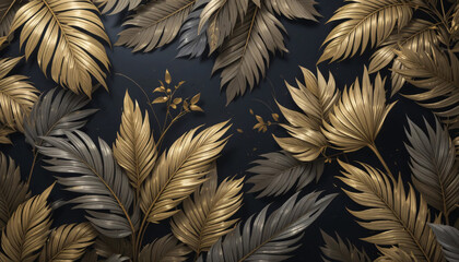 A seamless vector pattern of vintage floral feathers on a black backdrop