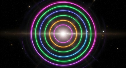 Pan across concentric circles or spirals pulsing with color