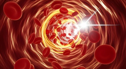 Time-lapse of red blood cells flowing through a transparent vein