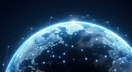 Obraz premium Global network of light connections illuminating the earth