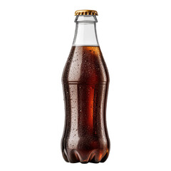 Chilled glass bottle of cola with condensation