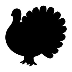 Black silhouette illustration of a turkey, ideal for Thanksgiving decorations