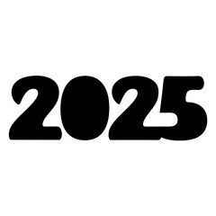 Bold black number 2025 signifying the year ahead with simplicity.