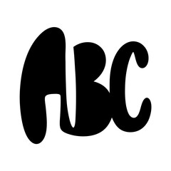 A black and white illustration of the letters A, B, and C