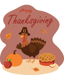 Thanksgiving Cute Turkey Illustration