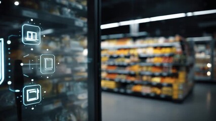 Secure online shopping in supermarket aisle - Powered by Adobe