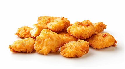 Chicken nuggets with dipping sauce, crispy texture, clean isolation on white,