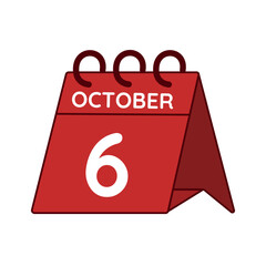october 6 desk calendar vector on white background
Vector red calendar flat icon