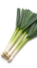 Three fresh leeks isolated on white background