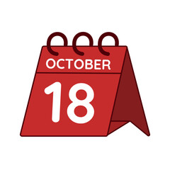 october 18 desk calendar vector on white background
Vector red calendar flat icon