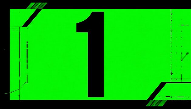 Digital countdown number one on a green screen