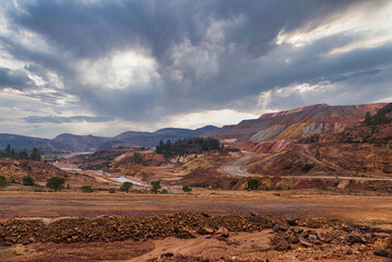 Expansive View of the Riotinto Mines with Dramatic Sky
