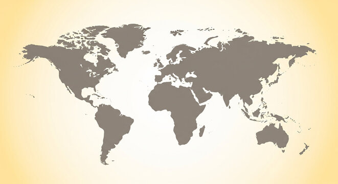 A stylized world map with a subtle halftone pattern and a warm, golden-yellow gradient background. This unique and eye-catching image is perfect for creative and artistic projects