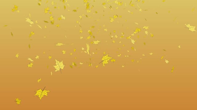 falling maple leaves on a yellow background and self-drawn inscription autumn. autumn animation 4K