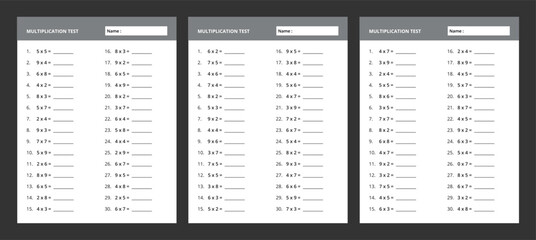 Multiplication Problems for Children, Math Worksheet