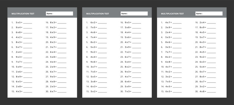 Multiplication Problems for Children, Math Worksheet