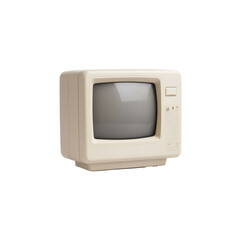 Retro beige crt television with control panel and screen knobs