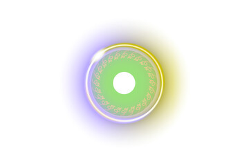 Abstract radial design with green and yellow colors isolated on transparent background