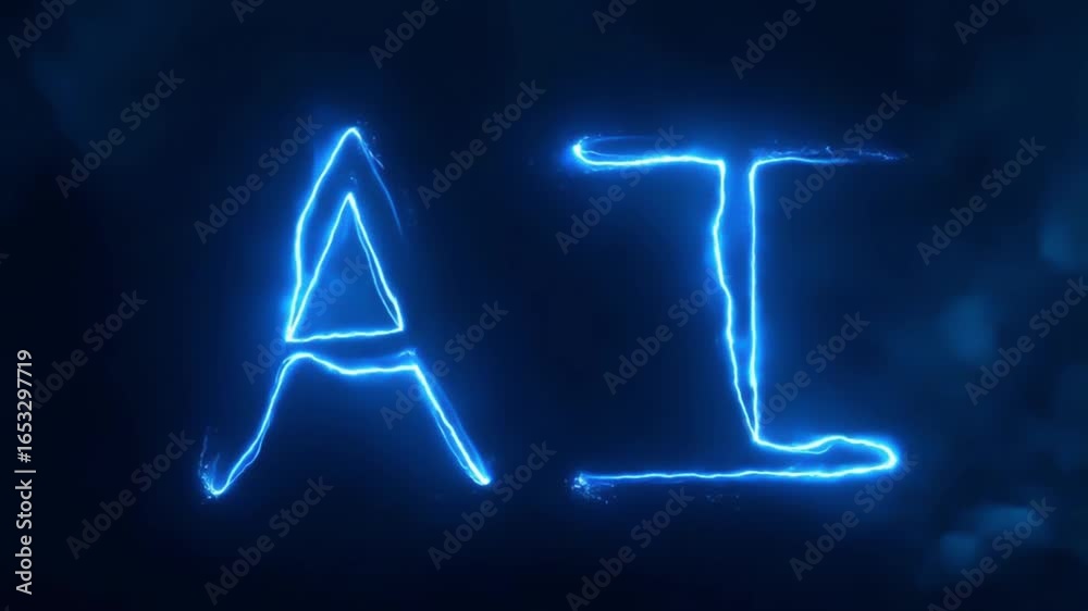 Wall mural abstract technological background with the word ai