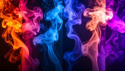 Obraz premium Abstract colorful smoke patterns on black background