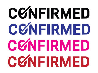 Confirmed status variations for business approval documents and marketing materials in various colors