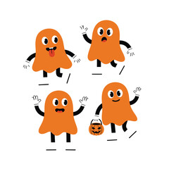 A group of happy and spooky cartoon ghosts for halloween celebration