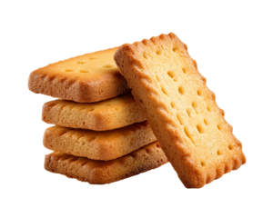Stack of Rectangular Biscuits with Perforations cookie isolated on a transparent background